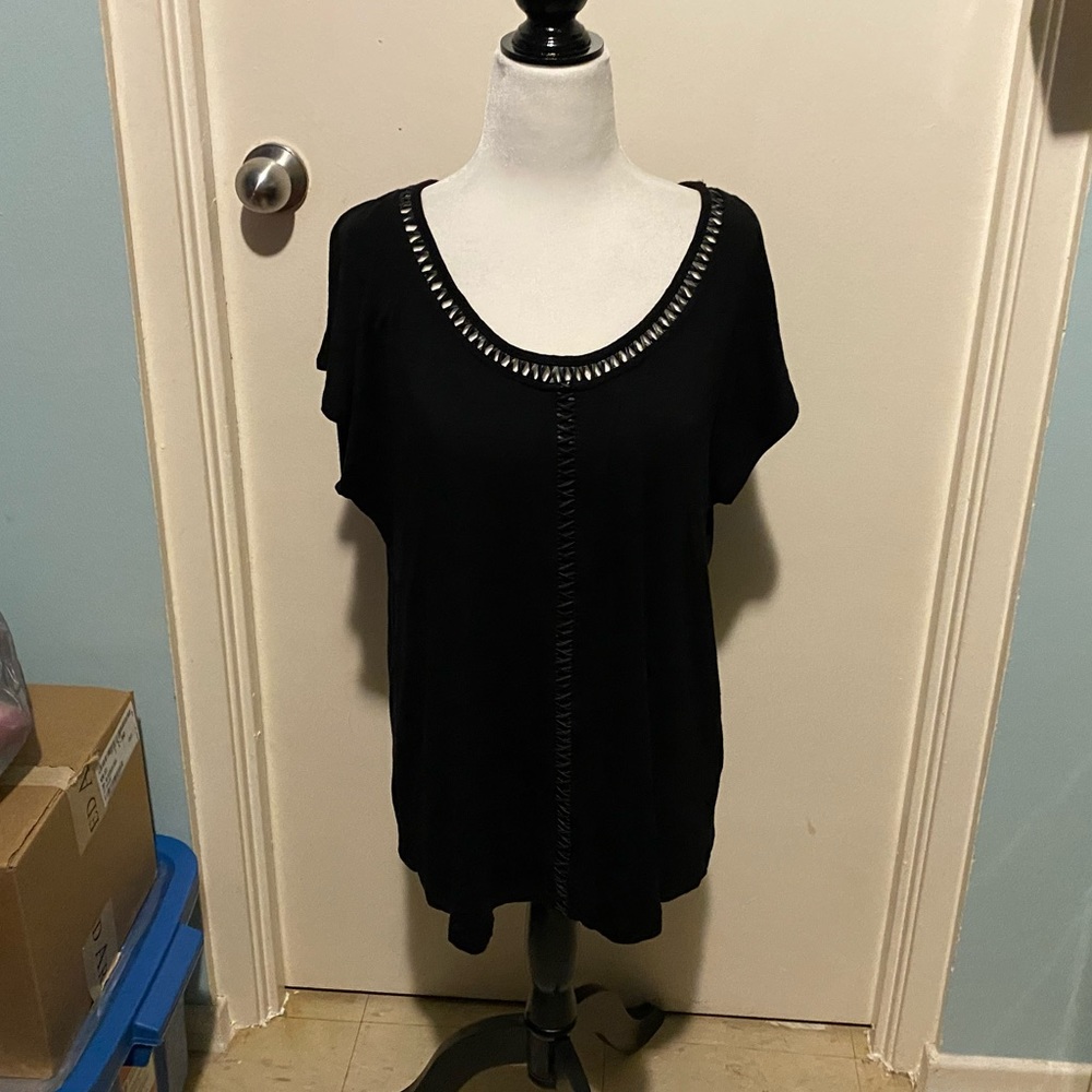 MICHEL STUDIO TEE W/LEATHER DETAIL - Picture 5 of 10